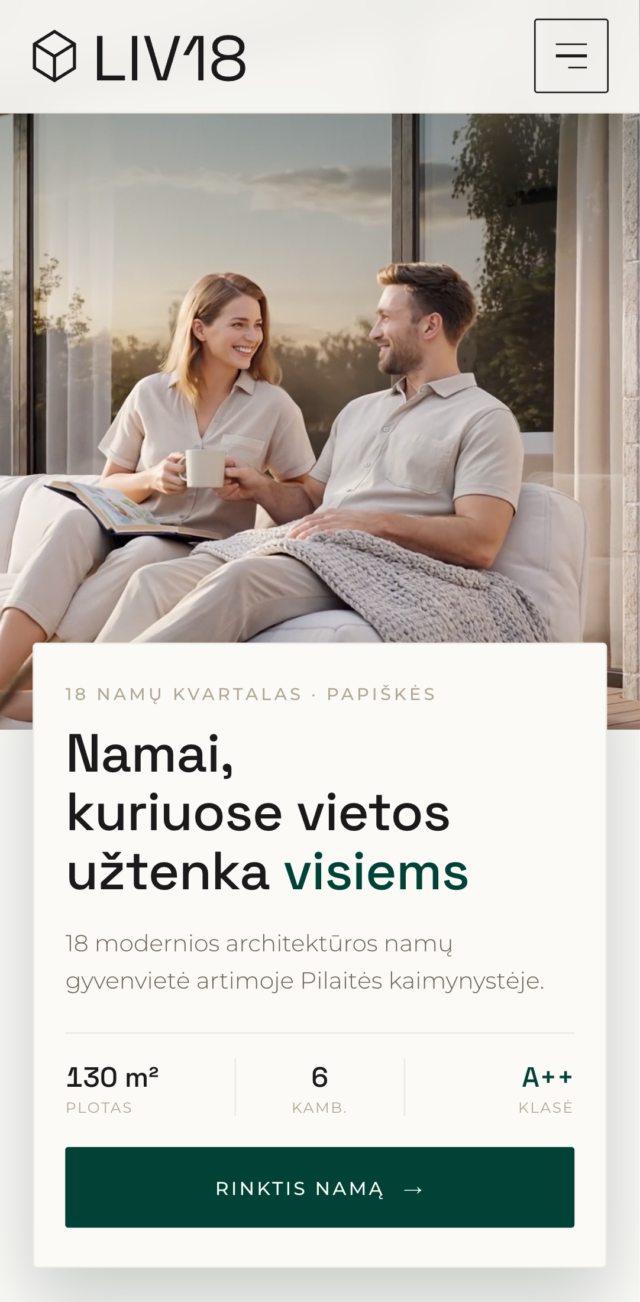 LIV18 svetainė telefone